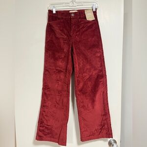 NWT Madewell burgundy corduroy Emmett wide-leg petite pants